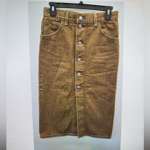 Elegant Brown A-Line Denim Skirt - Picture 2 of 12